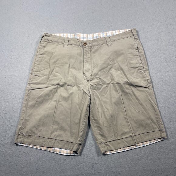 Oldeβ School Brand Shorts Mens Size 36 Beige / Plaid Solid Chino REVERSIBLE - Picture 1 of 12